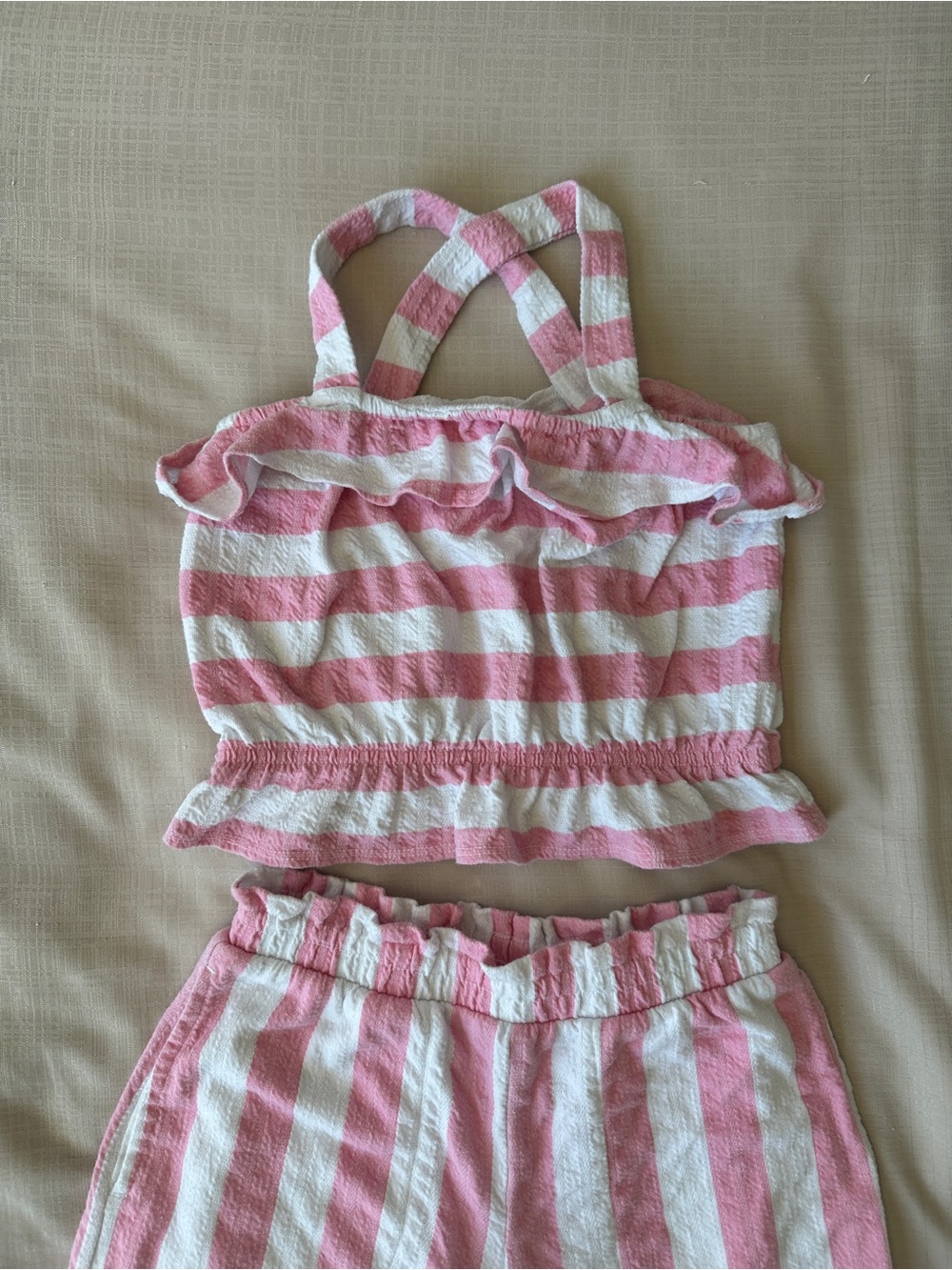 Kid’s Cotton Pink and White Striped Two-Piece Set